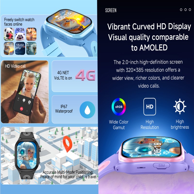 Умные часы 4G для детей с HD-э – обзор и цена Smartwatch Watches For Kids With Gps